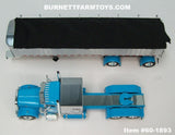 Item #60-1893 Cyan Blue Peterbilt 379 with Chrome Vintage 60-inch Sleeper and Chrome Sided Black Tarp Black Frame Cyan Blue Fender Spread Axle MAC Frameless Coal Dump Trailer - 1/64 Scale – DCP by First Gear