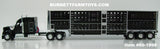 Item #60-1898 Black Kenworth W990 76-inch Mid Roof Sleeper with Black Sided Silver Trim Tri-Axle Wilson Silver Star Livestock Trailer - 1/64 Scale – DCP by First Gear