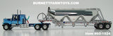 Item #60-1924 Blue GMC General 34-inch Flattop Sleeper with Polished Silver Tandem Axle 3-Bay Pneumatic Tanker Trailer - 1/64 Scale – DCP by First Gear