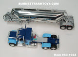 Item #60-1924 Blue GMC General 34-inch Flattop Sleeper with Polished Silver Tandem Axle 3-Bay Pneumatic Tanker Trailer - 1/64 Scale – DCP by First Gear