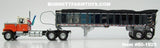 Item #60-1925 Cream Orange Brown Stripe Chevrolet Bison Day Cab with Chrome Black Tarp Silver Frame Tandem Axle EAST End Dump Trailer - 1/64 Scale – DCP by First Gear