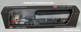 Item #60-1925 Cream Orange Brown Stripe Chevrolet Bison Day Cab with Chrome Black Tarp Silver Frame Tandem Axle EAST End Dump Trailer - 1/64 Scale – DCP by First Gear