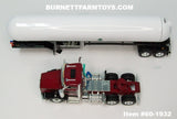 Item #60-1932 Burgundy Black Gold Outline Kenworth T800 Day Cab with White Black Tandem Axle Mississippi LP Anhydrous Ammonia Tanker Trailer - 1/64 Scale – DCP by First Gear