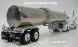 Item #60-1937 White Peterbilt 389 63-inch Flattop Sleeper with Polished Tandem Axle Brenner Sanitary Food Grade Tanker Trailer - 1/64 Scale – DCP by First Gear