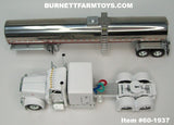 Item #60-1937 White Peterbilt 389 63-inch Flattop Sleeper with Polished Tandem Axle Brenner Sanitary Food Grade Tanker Trailer - 1/64 Scale – DCP by First Gear