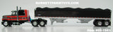 Item #60-1943 Black Viper Red Silver Outline Ford LTL-9000 60-inch Flattop Sleeper with Black Sided Black Tarp Silver Frame Tandem Axle Wilson Pacesetter Hopper Bottom Grain Trailer - 1/64 Scale – DCP by First Gear