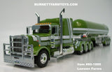 Item #60-1995 Loewen Farms Olive Green Metallic White Stripe Black Outline Tri-Axle Peterbilt 389 63-inch Mid Roof Sleeper with Tri-Axle Mississippi LP Tanker Trailer - 1/64 Scale – DCP by First Gear