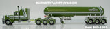 Item #60-1995 Loewen Farms Olive Green Metallic White Stripe Black Outline Tri-Axle Peterbilt 389 63-inch Mid Roof Sleeper with Tri-Axle Mississippi LP Tanker Trailer - 1/64 Scale – DCP by First Gear