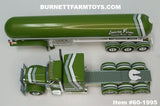 Item #60-1995 Loewen Farms Olive Green Metallic White Stripe Black Outline Tri-Axle Peterbilt 389 63-inch Mid Roof Sleeper with Tri-Axle Mississippi LP Tanker Trailer - 1/64 Scale – DCP by First Gear