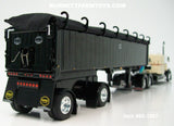 Item #60-1997 Cream Black Orange Outline Kenworth W900L 60-inch Flattop Sleeper with All Black Spread Axle MAC Frameless Coal End Dump Trailer - 1/64 Scale – DCP by First Gear