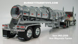 Item #60-2006 Von Waymire Farms Brown Metallic Cream Peterbilt 389 36-inch Flattop Sleeper with Chrome Silver Tandem Axle Polar Deep Drop Tanker Trailer - 1/64 Scale – DCP by First Gear
