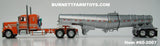 Item #60-2007 Orange Cream Black Outline Peterbilt 389 36-inch Flattop Sleeper with Silver Tandem Axle Polar Deep Drop Tanker Trailer - 1/64 Scale – DCP by First Gear
