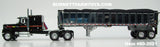 Item #60-2021 Black Red Stripe Yellow Stripe Mack Superliner 60-inch Flattop Sleeper with Chrome Sided Black Tarp Silver Frame Tandem Axle EAST End Dump Trailer - 1/64 Scale – DCP by First Gear