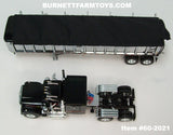 Item #60-2021 Black Red Stripe Yellow Stripe Mack Superliner 60-inch Flattop Sleeper with Chrome Sided Black Tarp Silver Frame Tandem Axle EAST End Dump Trailer - 1/64 Scale – DCP by First Gear