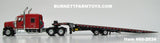 Item #60-2034 Red Black Fender Kenworth W900L 72-inch AeroCab Flattop Sleeper with Black Tandem Axle Landoll 440 Series Traveling Slide Axle Flatbed Trailer - 1/64 Scale – DCP by First Gear