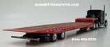 Item #60-2035 Black Red White Outline Kenworth W900L 72-inch AeroCab Flattop Sleeper with Red Tandem Axle Landoll 440 Series Traveling Slide Axle Flatbed Trailer - 1/64 Scale – DCP by First Gear