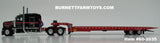 Item #60-2035 Black Red White Outline Kenworth W900L 72-inch AeroCab Flattop Sleeper with Red Tandem Axle Landoll 440 Series Traveling Slide Axle Flatbed Trailer - 1/64 Scale – DCP by First Gear