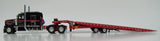 Item #60-2035 Black Red White Outline Kenworth W900L 72-inch AeroCab Flattop Sleeper with Red Tandem Axle Landoll 440 Series Traveling Slide Axle Flatbed Trailer - 1/64 Scale – DCP by First Gear