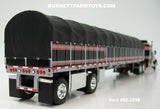 Item #60-2056 Black Viper Red Silver Kenworth W900A Aerodyne Sleeper with Whale Tail and Black Viper Red Silver Sided Black Tarp Black Frame Spread Axle 53-foot Flatbed Covered Wagon Trailer - 1/64 Scale – DCP by First Gear