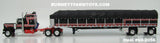 Item #60-2056 Black Viper Red Silver Kenworth W900A Aerodyne Sleeper with Whale Tail and Black Viper Red Silver Sided Black Tarp Black Frame Spread Axle 53-foot Flatbed Covered Wagon Trailer - 1/64 Scale – DCP by First Gear