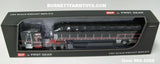 Item #60-2056 Black Viper Red Silver Kenworth W900A Aerodyne Sleeper with Whale Tail and Black Viper Red Silver Sided Black Tarp Black Frame Spread Axle 53-foot Flatbed Covered Wagon Trailer - 1/64 Scale – DCP by First Gear