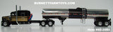 Item #60-2080 Black Gold Kenworth W900L 72-inch AeroCab Sleeper with Polished Silver Black Tandem Axle Brenner Asphalt Tanker Trailer - 1/64 Scale – DCP by First Gear