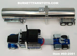 Item #60-2081 Black Blue Silver Kenworth W900L 72-inch AeroCab Sleeper with Polished Silver Tandem Axle Brenner Sanitary Food Grade Tanker Trailer - 1/64 Scale – DCP by First Gear
