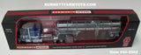 Item #60-2082 Blue White Silver Outline Kenworth W900L 72-inch AeroCab Sleeper with Polished Silver Tandem Axle Brenner Banded Tanker Trailer - 1/64 Scale – DCP by First Gear