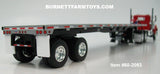 Item #60-2093 Red White Western Star 4900 Day Cab with Silver Black Frame Tandem Axle Utility Flatbed Trailer - 1/64 Scale – DCP by First Gear
