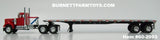Item #60-2093 Red White Western Star 4900 Day Cab with Silver Black Frame Tandem Axle Utility Flatbed Trailer - 1/64 Scale – DCP by First Gear