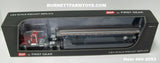 Item #60-2093 Red White Western Star 4900 Day Cab with Silver Black Frame Tandem Axle Utility Flatbed Trailer - 1/64 Scale – DCP by First Gear