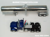 Item #60-2094 Blue Metallic Kenworth W990 Day Cab with Polished Silver Tandem Axle Walker Sanitary Food Grade Tanker Trailer - 1/64 Scale – DCP by First Gear