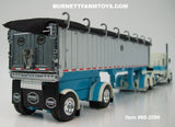 Item #60-2098 Cream Turquoise Kenworth W900L 72-inch AeroCab Flattop Sleeper with Chrome Sided Black Tarp Turquoise Frame Spread Axle MAC Coal Dump Trailer - 1/64 Scale – DCP by First Gear