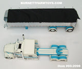 Item #60-2098 Cream Turquoise Kenworth W900L 72-inch AeroCab Flattop Sleeper with Chrome Sided Black Tarp Turquoise Frame Spread Axle MAC Coal Dump Trailer - 1/64 Scale – DCP by First Gear