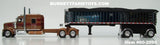 Item #60-2099 Brown Metallic Burgundy Stripe Red Outline Kenworth W900L 72-inch AeroCab Sleeper with Chrome Sided Black Tarp Black Frame Spread Axle MAC Coal Dump Trailer - 1/64 Scale – DCP by First Gear