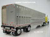 Item #60-2104 Harrison Trucking Yellow Black Peterbilt 379 63-inch Mid Roof Sleeper with Silver Spread Axle Wilson Silver Star Livestock Trailer - 1/64 Scale – DCP by First Gear