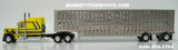 Item #60-2104 Harrison Trucking Yellow Black Peterbilt 379 63-inch Mid Roof Sleeper with Silver Spread Axle Wilson Silver Star Livestock Trailer - 1/64 Scale – DCP by First Gear