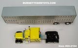 Item #60-2104 Harrison Trucking Yellow Black Peterbilt 379 63-inch Mid Roof Sleeper with Silver Spread Axle Wilson Silver Star Livestock Trailer - 1/64 Scale – DCP by First Gear