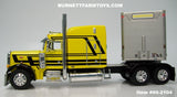 Item #60-2104 Harrison Trucking Yellow Black Peterbilt 379 63-inch Mid Roof Sleeper with Silver Spread Axle Wilson Silver Star Livestock Trailer - 1/64 Scale – DCP by First Gear