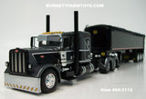 Item #60-2112 Black Dark Gray Silver Peterbilt 389 48-inch Flattop Sleeper with All Black Tri-Axle MAC Coal Dump Trailer - 1/64 Scale – DCP by First Gear