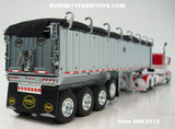 Item #60-2113 Red White Peterbilt 389 48-inch Flattop Sleeper with Chrome Sided Black Tarp Silver Frame Quad Axle MAC Coal Dump Trailer - 1/64 Scale – DCP by First Gear
