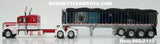Item #60-2113 Red White Peterbilt 389 48-inch Flattop Sleeper with Chrome Sided Black Tarp Silver Frame Quad Axle MAC Coal Dump Trailer - 1/64 Scale – DCP by First Gear