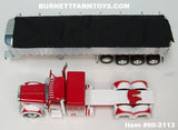 Item #60-2113 Red White Peterbilt 389 48-inch Flattop Sleeper with Chrome Sided Black Tarp Silver Frame Quad Axle MAC Coal Dump Trailer - 1/64 Scale – DCP by First Gear