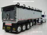 Item #60-2114 Purple White Peterbilt 389 48-inch Flattop Sleeper with Chrome Sided Black Tarp Black Frame Quad Axle MAC Coal Dump Trailer - 1/64 Scale – DCP by First Gear