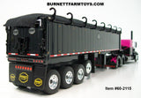 Item #60-2115 Pink Black Peterbilt 389 48-inch Flattop Sleeper with All Black Quad Axle MAC Coal Dump Trailer - 1/64 Scale – DCP by First Gear