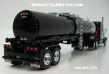 Item #60-2116 Black Silver Flame Peterbilt 389 70-inch Mid Roof Sleeper with Black Silver Flame Tandem Axle Brenner Chemical Tanker Trailer - 1/64 Scale – DCP by First Gear