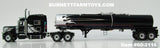 Item #60-2116 Black Silver Flame Peterbilt 389 70-inch Mid Roof Sleeper with Black Silver Flame Tandem Axle Brenner Chemical Tanker Trailer - 1/64 Scale – DCP by First Gear