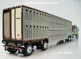Item #60-2124 Brown Cream Gold Outline Kenworth K100 COE Aerodyne Sleeper with Silver Sided Brown Trim Spread Axle Wilson Silver Star Livestock Trailer - 1/64 Scale – DCP by First Gear