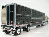 Item #60-2125 Gold Black White Outline Kenworth K100 COE Aerodyne Sleeper with Black Sided Silver Trim Spread Axle Wilson Silver Star Livestock Trailer - 1/64 Scale – DCP by First Gear