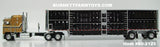 Item #60-2125 Gold Black White Outline Kenworth K100 COE Aerodyne Sleeper with Black Sided Silver Trim Spread Axle Wilson Silver Star Livestock Trailer - 1/64 Scale – DCP by First Gear